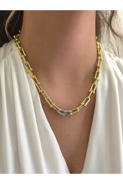 BYYEŞO Interlocking Steel Double Color Necklace