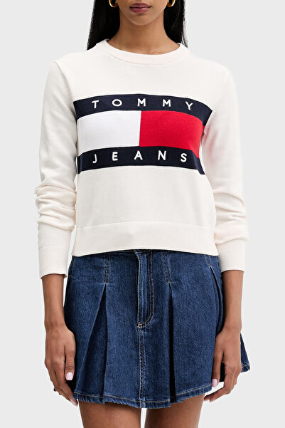Tommy Jeans Bisiklet Yaka Relaxed Fit Logolu Kazak Kadın KAZAK DW0DW22930 YBH