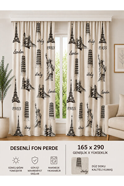 İQON Дебела завеса с римски десен – Готова за корниз 165x290 см