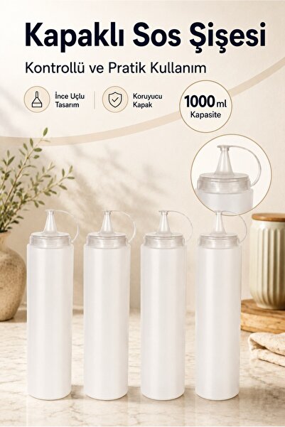 Monteor Olive Oil and Sauce Bottle Squeeze Bottle with Fine Tip Cap 1000 ml (...