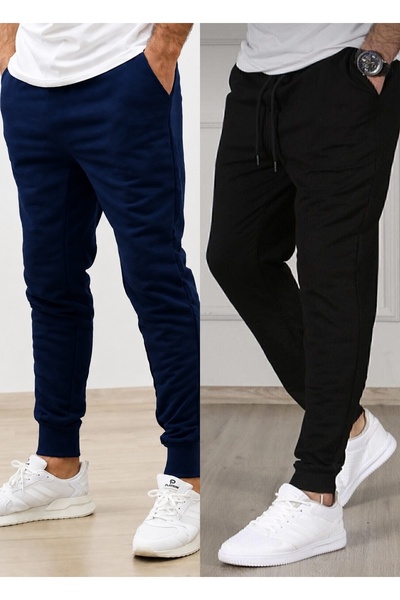 TORUK MAKTO Set de 2 pantaloni de trening unisex cu tiv cu nervuri Jogger, cu...