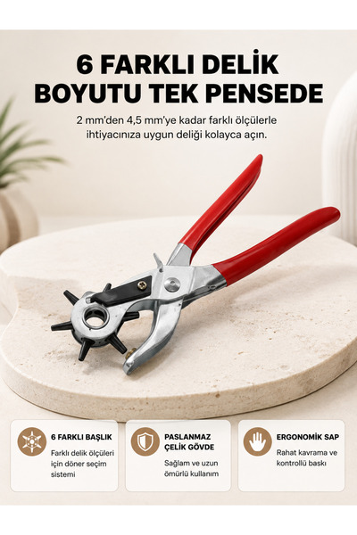 Generic Brand Punching Pliers 6-Headed Multi-Purpose Stainless Steel Ergonomic