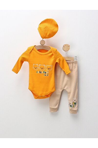 MiniKids Costumas 3 piese Colorful And Cute, galben-crem