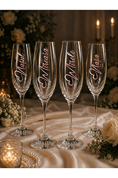 Cratoo Set 8 Stickere Love - Rose Gold Crom pentru Pahare Nunta: Mirele, Mire...