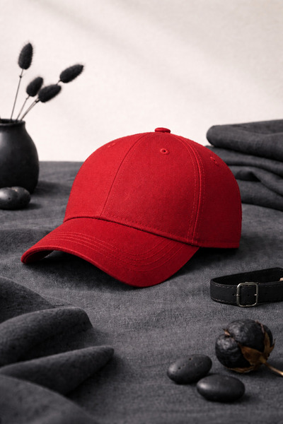 OUS Unisex Plain Basic Red Hat – Adjustable Buckle, Cotton Sports Hat (Daily ...