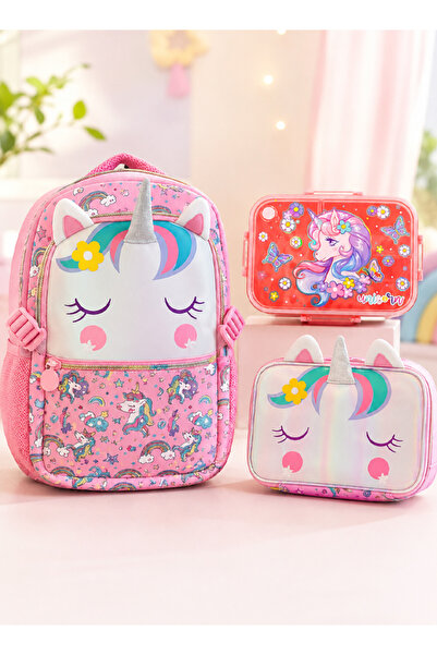 GOG 3PCS Girls School Backpack Set with Insulated Lunch Bag & Lunch Box, Unic...