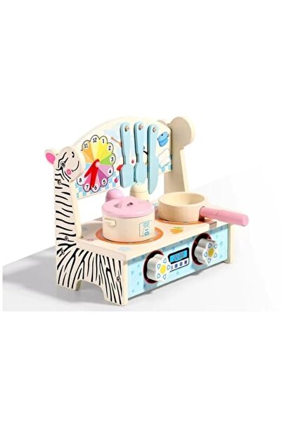 Toybox Zebra-Themed Wooden Kitchen Set for Kids - Pretend Play Cooking Toy