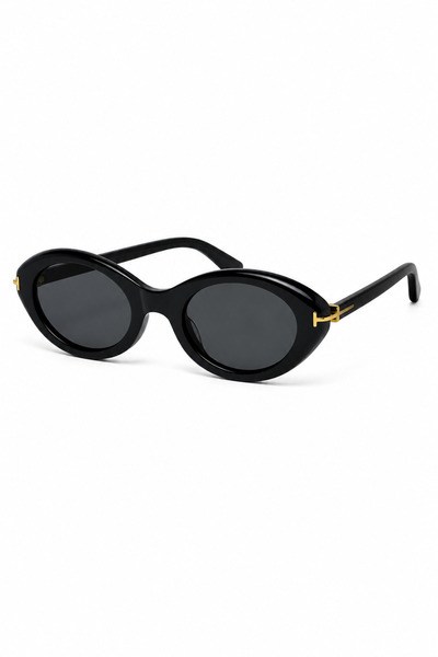 Wonna Unisex Black Oval Sunglasses – Retro Vintage Gold Detailed Thick Frame
