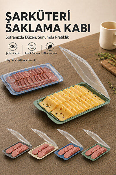 Virela Home 2-Piece Transparent Lid Deli Storage Container Cheese Salami Saus...