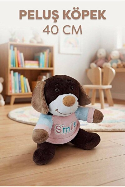 Tıfıl Toys My Sleeping and Playmate Plush Smile Dog Dark Brown 40cm