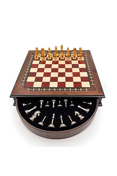 GGS GrandGiftStore Walnut Solid Wood Chess Set, Metal Classic Model Chess Pie...