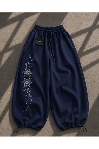 Gofeel Long Flower Detaylı Baggy Unisex Eşofman Altı