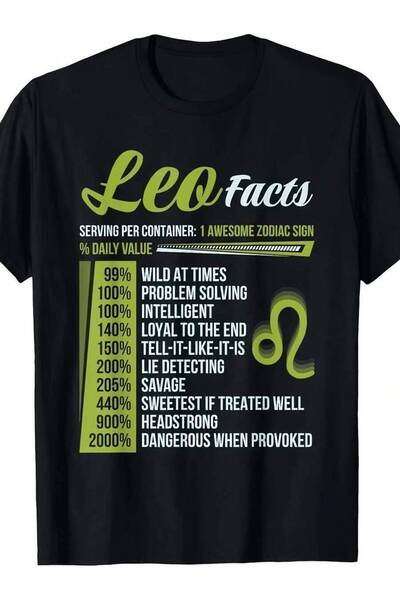 25W Leo Facts Traits Zodiac Astrology Sign Funny T-Shirt, S-2XL For Horoscope...