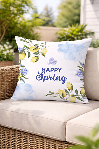 Evmila Happy Spring Lemon Flower Patterned Decorative Throw Pillow Cover Spri...