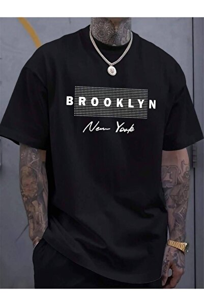 NOURAM New York Letter Print Men's T-Shirt, Stylish Lightweight Tee, Cool Com...
