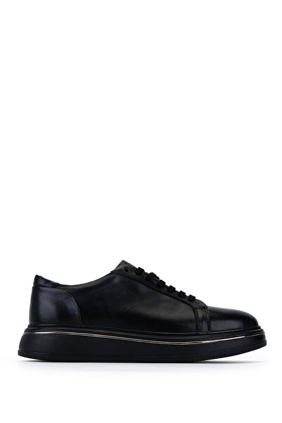 Tamer Tanca Men's Genuine Leather Black Sneakers & Sports Shoes