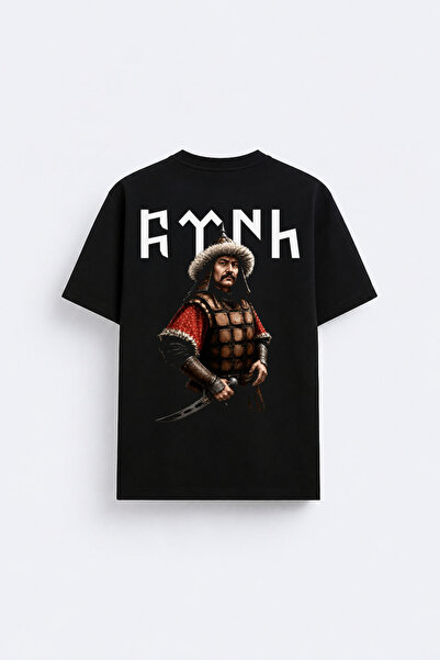 cesita Old Hun King Attila Printed Crew Neck Black T-Shirt T-Shirt