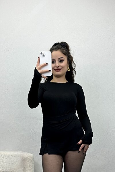 BELENDİR Women's Crew Neck Viscose Bodysuit Black