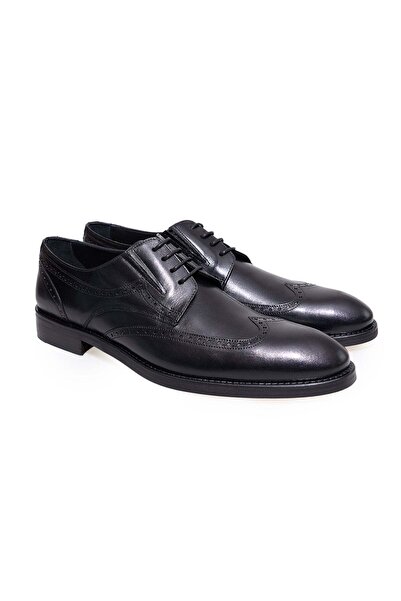 FRANCO CALVANI Black Color Lace-Up Genuine Leather Men's Shoes