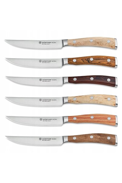 WÜSTHOF WUSTHOF IKON Set de 6 cuțite pentru friptură de 12 cm în cutie de piele