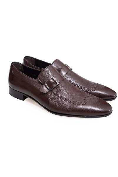 FRANCO CALVANI Brown Laceless Genuine Leather Men's Shoes