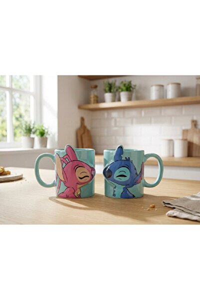 Mio İyi Ki Store Lilo & Stitch ve Angel 3D Kabartmalı Hediyelik Seramik İkili...
