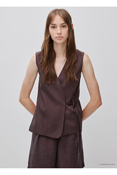 United Colors of Benetton Women's Dark Brown Cross-Strapped Vest with Side Ties