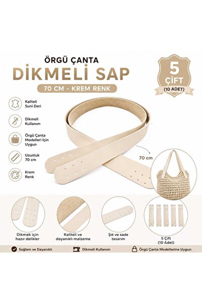 aurellen 5 Çift 70 cm Dikmeli Suni Deri Çanta Sapı – Örgü Çanta Sapı, Deri Ça...