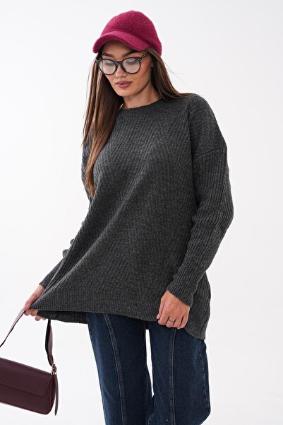 ŞİMAL Women's Striped Patterned Knitwear Loose Sweater 265040 -