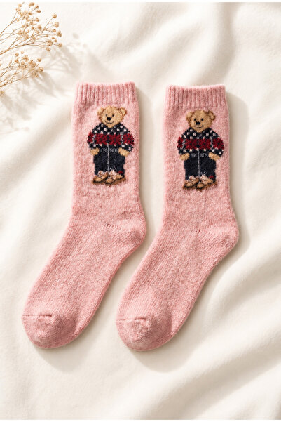ÇORAPSA Women's Patterned Wool Socks Pink