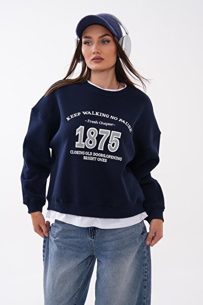 ŞİMAL Women's Printed Couple Look Crew Neck Sweatshirt 265127 -