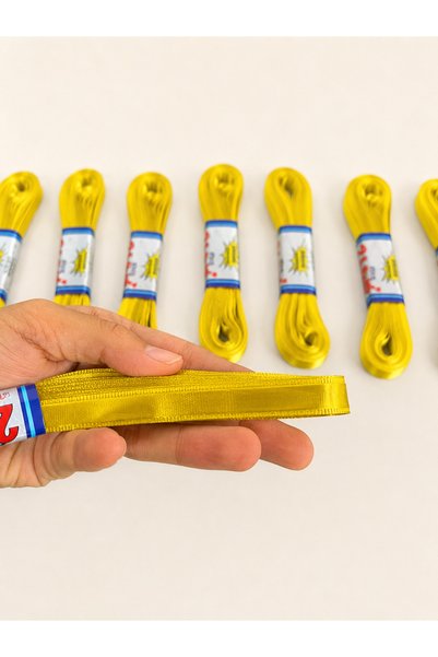 AZRA KINA Sarı Saten Kurdele 10 Metre Uzunluğunda 1cm Genişliğinde, Çeyiz Öze...