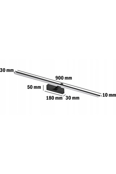 NO BRAND Lampă de baie LED de perete, pentru dulap cu oglindă, 18W, 90cm, Negru