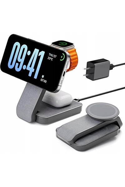 NO BRAND Stație de încărcare wireless pliabilă 3 în 1 pentru MagSafe