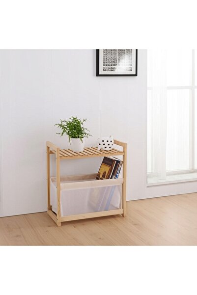 NO BRAND Mini-raft din lemn cu suport pentru ziare, din lemn de pin, 36x22x39 cm