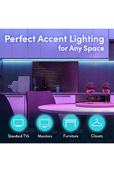NO BRAND Bandă LED autoadezivă practică pentru iluminare de fundal TV, cu tel...