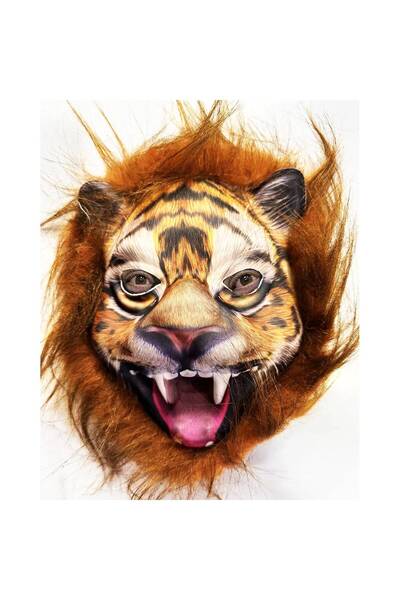 pınaxar Brown-Haired Maneed Lion Tiger Wolf Mask Mega Plush No. 28