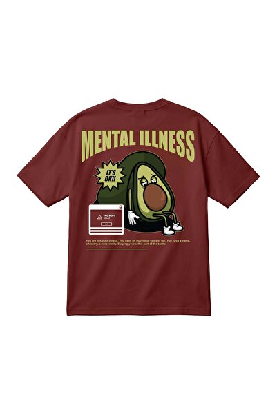 barsdepo Mental Illness Printed Oversize Black Unisex T-Shirt – Avocado