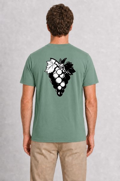 WAKHA Modern Streetwear Grape Print T-Shirt - Green