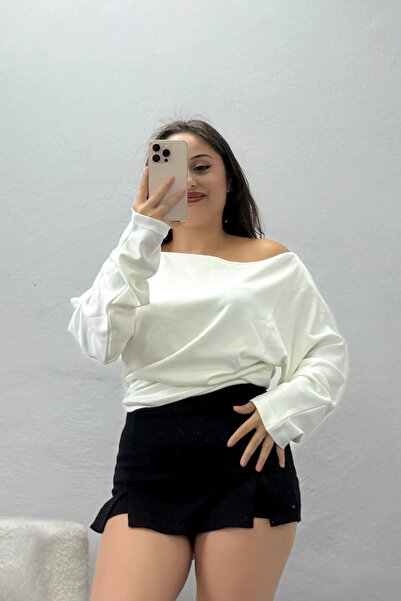 BELENDİR Women's Boat Neck Modal Blouse White