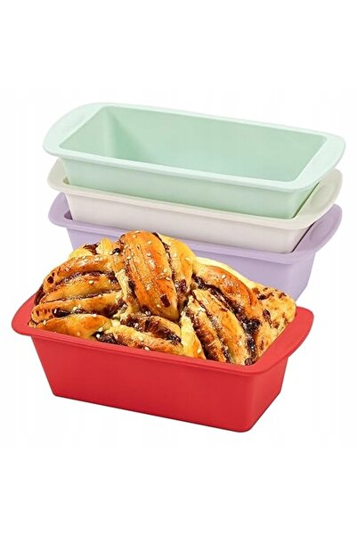 NO BRAND 4 forme de copt din silicon, dreptunghiulare mici, 20 x 9,5 x 5,5 cm