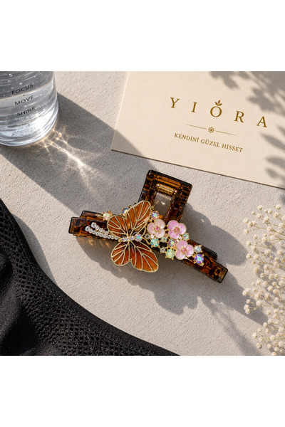 yiora Special Series Gold Metal and Crystal Stone Detailed Latch Buckle 8cm