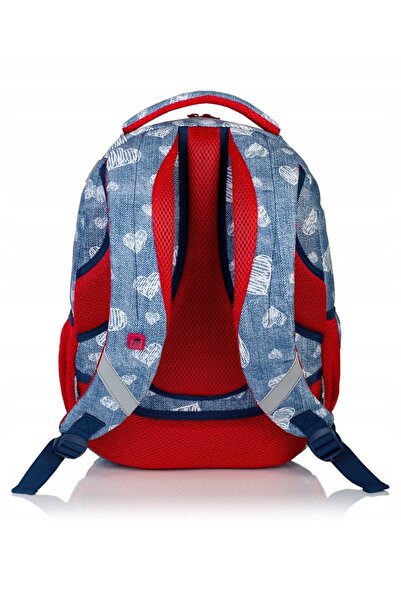 NO BRAND Ghiozdan școlar de CALITATE pentru clasa I HEAD JEANS HEARTS cu 4 co...