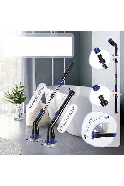 NO BRAND Perie electrică de curățare telescopică 420 RPM IPX7 6 capete