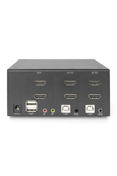 Digitus Comutator KVM HDMI cu 2 porturi, Afișaj Dual 4K 30Hz