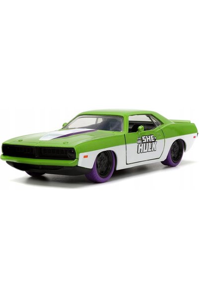 Jada 1973 PLYMOUTH BARRACUDA + FIGURINĂ SHE-HULK MARVEL 13cm 253223020 NOU