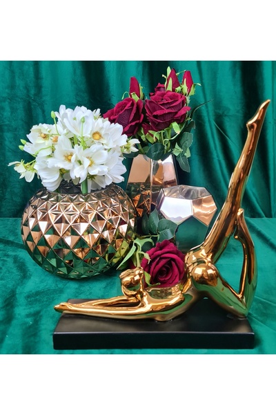 NO BRAND WAZON STICLĂ GEOMETRICĂ AURIE 21CM PREMIUM