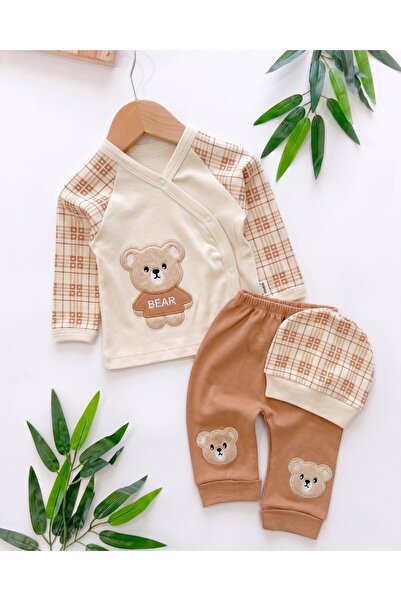 voyyo kids baby Baby Boy Hat, Teddy Bear Embroidery, Plaid Pattern, Newborn 0...