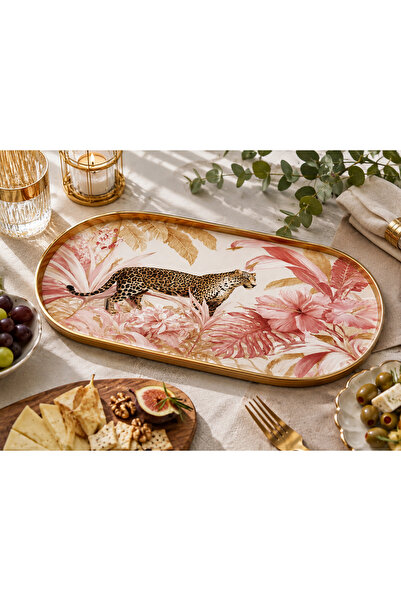 ela777 Leopard Flower Decorative Tray 🌸 🐆   30X13 cm – Premium Oval Serving...