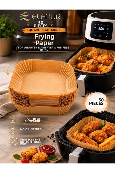 elfnur Air fryer baking paper 50 pieces square model baking paper air fryer o...